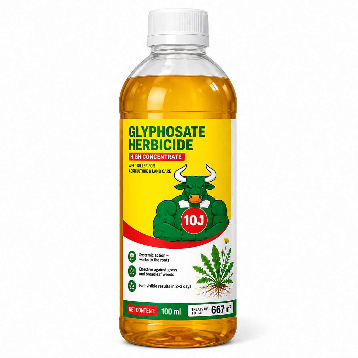 Glyphosate Herbicide Concentrate for Weed Control – Systemic Formula for Agriculture, Garden & Land Care (Yellow)